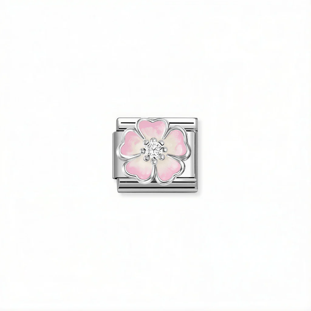 Nomination Composable Link - Pink Shaded Flower in Silver
