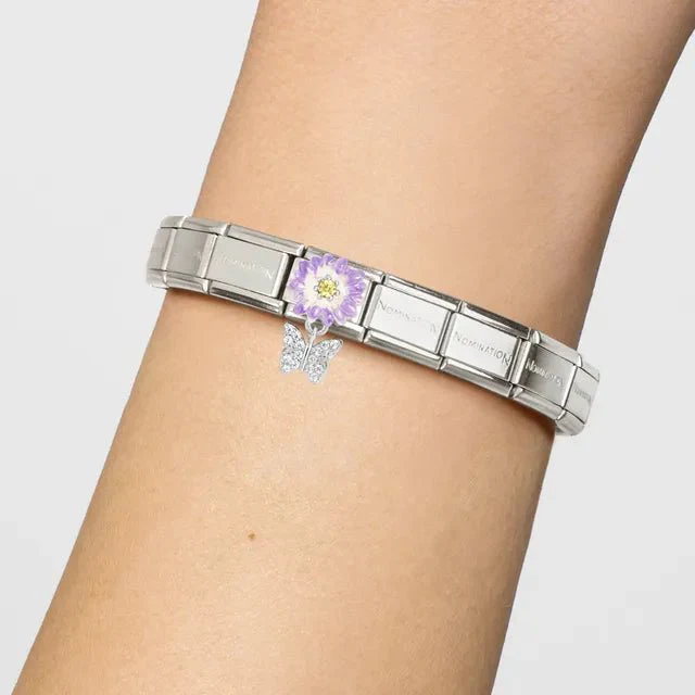 Nomination Composable Link -  Purple Flower And Butterfly - Image 3