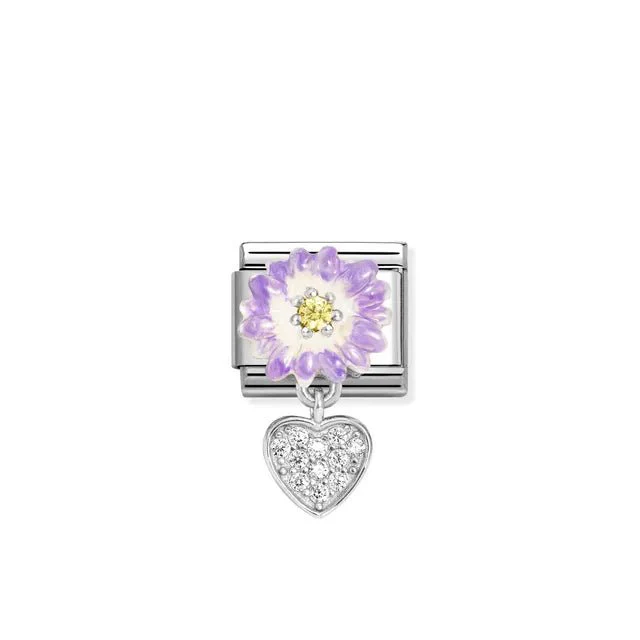 Nomination Composable Link - Purple Flower And Heart
