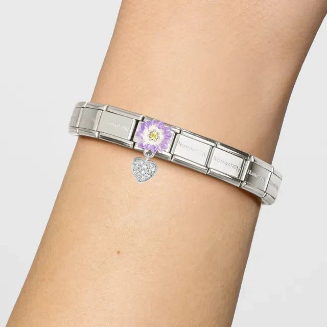 Nomination Composable Link - Purple Flower And Heart - Image 3