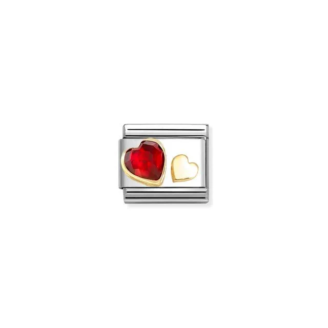 Nomination Composable Link - Red CZ And Gold Hearts