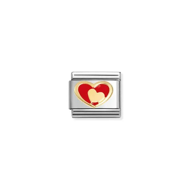 Nomination Composable Link - Red Heart And Gold Heart