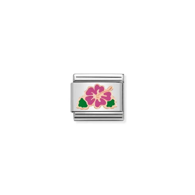Nomination Composable Link Rose Gold - Fuchsia Hibiscus
