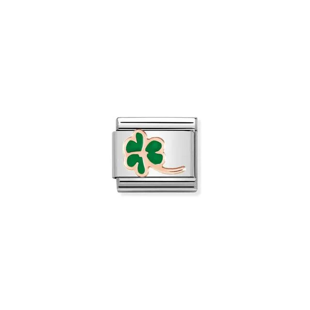 Nomination Composable Link Rose Gold - Green Enamel Clover