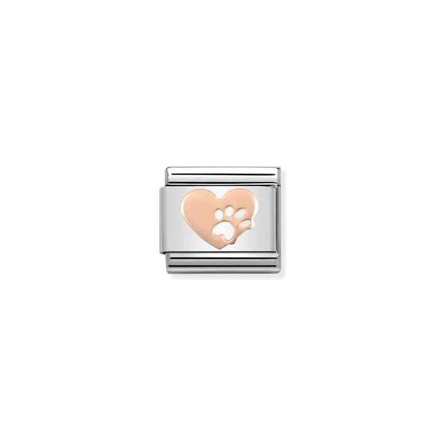 Nomination Composable Link Rose Gold - Heart with Paw Print