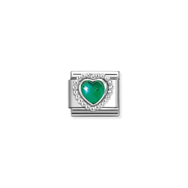 Nomination Composable Link Silver - Faceted Green Heart