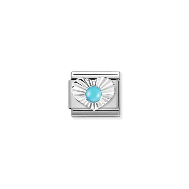 Nomination Composable Link Silver - Silver Heart With Turquoise