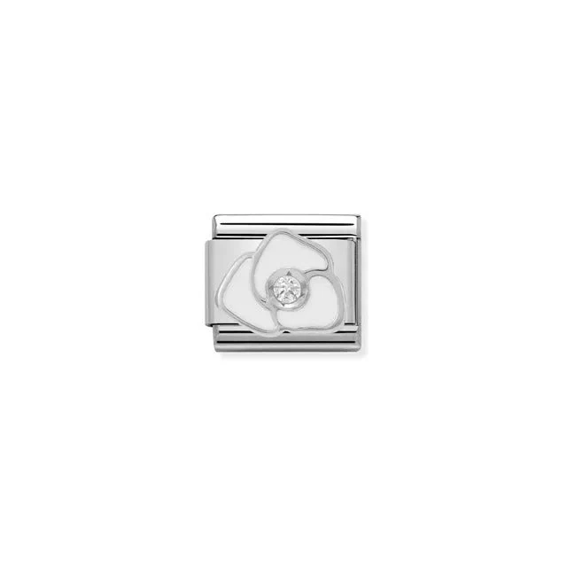 Nomination Composable Link Silver - White Enamel Rose