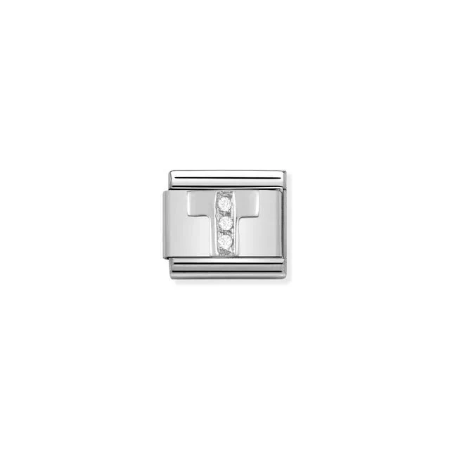 Nomination Composable Link Silver With Stones - Letter T