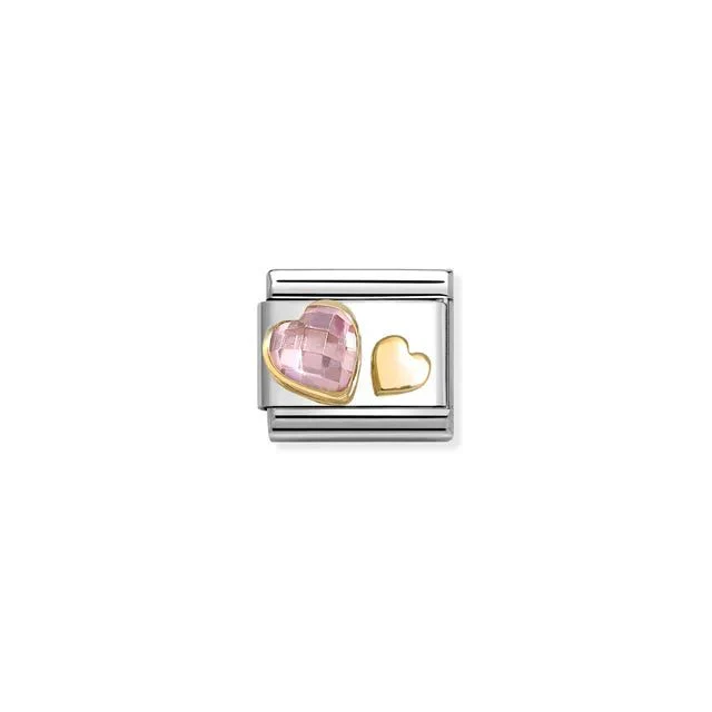 Nomination Composable Link - White CZ And Gold Hearts