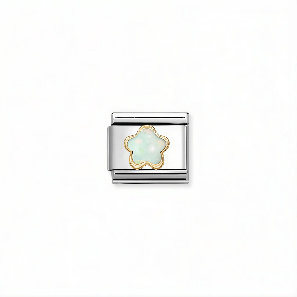 Nomination Composable Link - White Opal Flower in 18k Gold