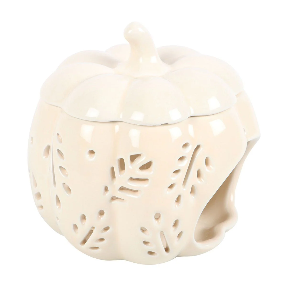 Off White Autumn Leaves Pumpkin Oil Burner - Image 3