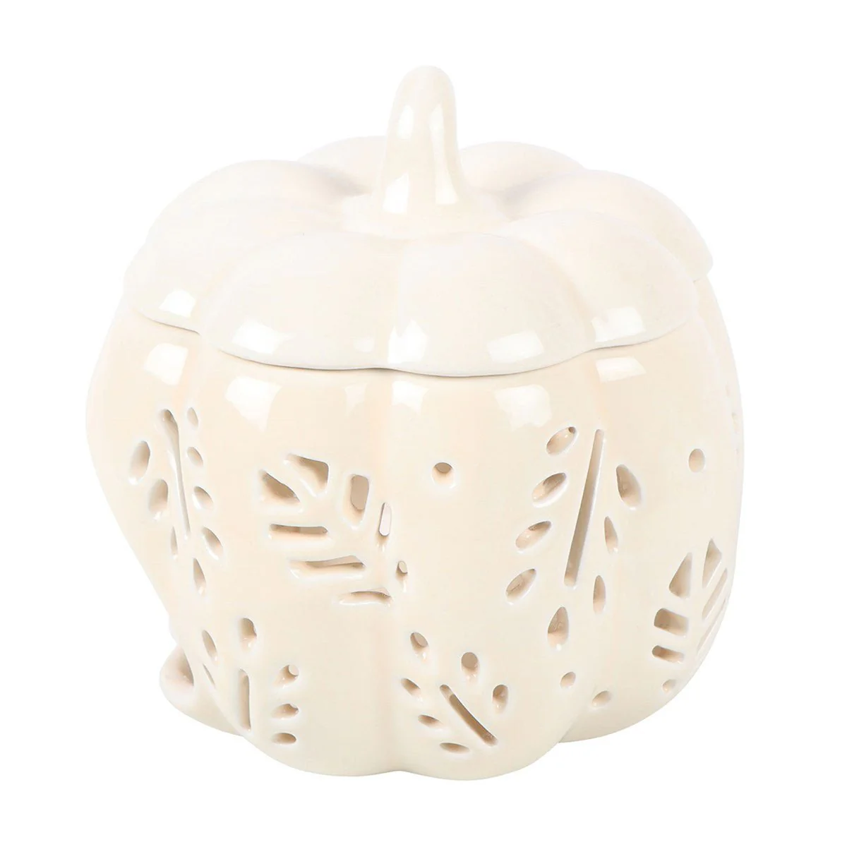 Off White Autumn Leaves Pumpkin Oil Burner - Image 5