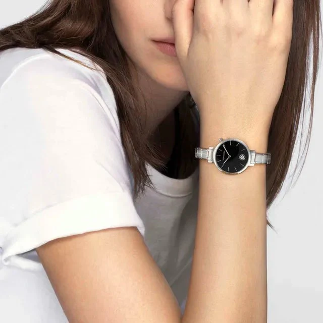 Paris Round Watch - Black And Cubic Zirconia - Image 3