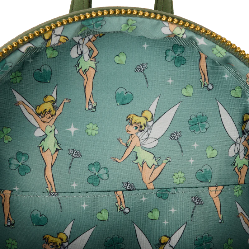 Loungefly Peter Pan Tinker Bell Clover All-Over Print Mini Backpack - Image 5