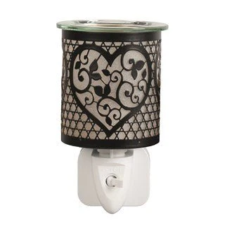 Filigree Heart Plug-In Wax Melt Burner – Black