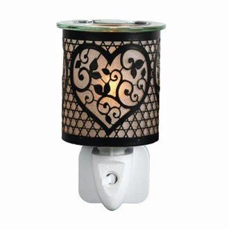 Filigree Heart Plug-In Wax Melt Burner – Black - Image 2