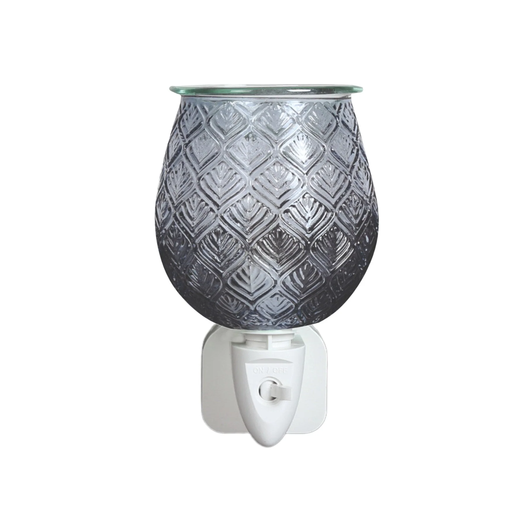 Grey Leaf Glass Plug-In Wax Melt Burner