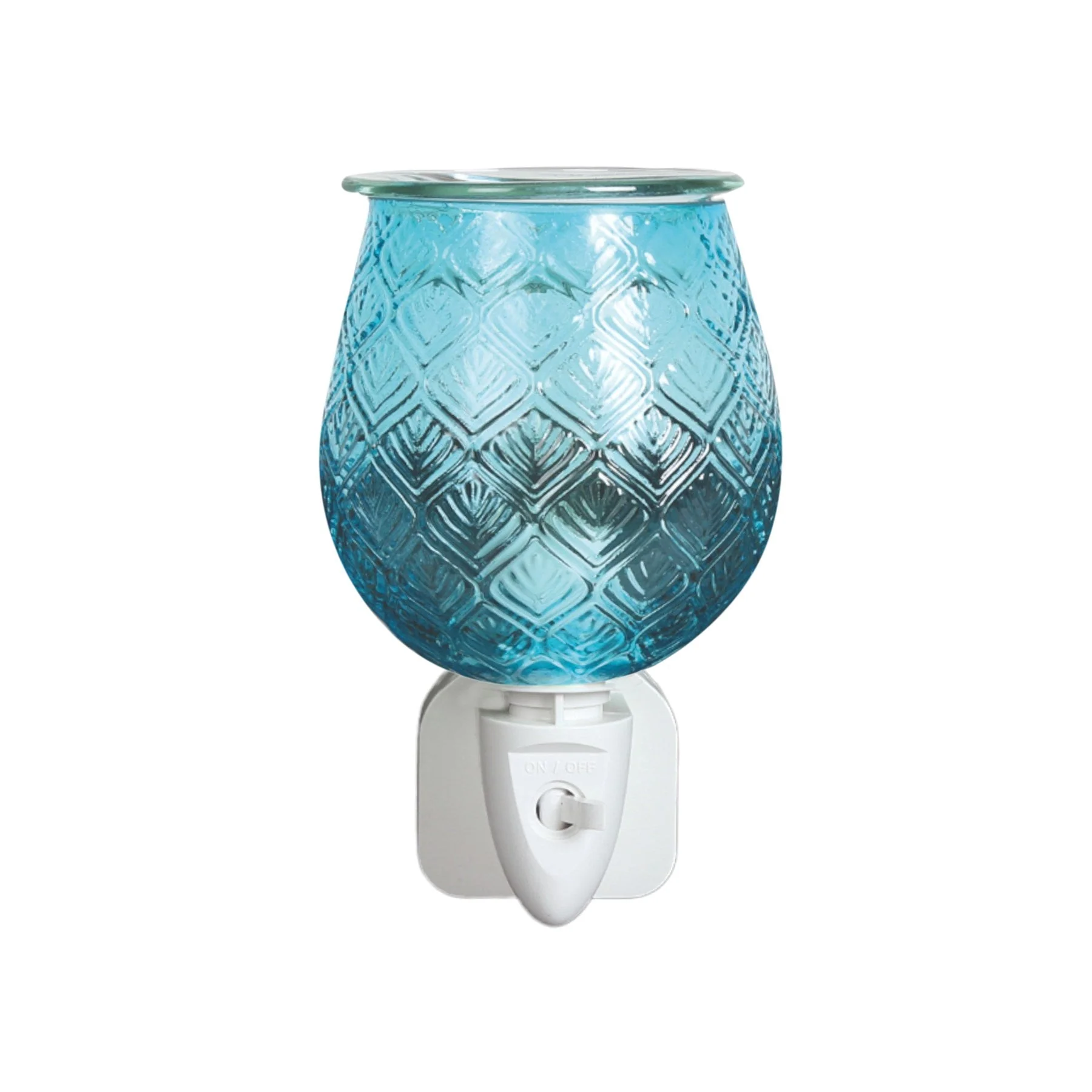 Teal Leaf Glass Plug-In Wax Melt Burner