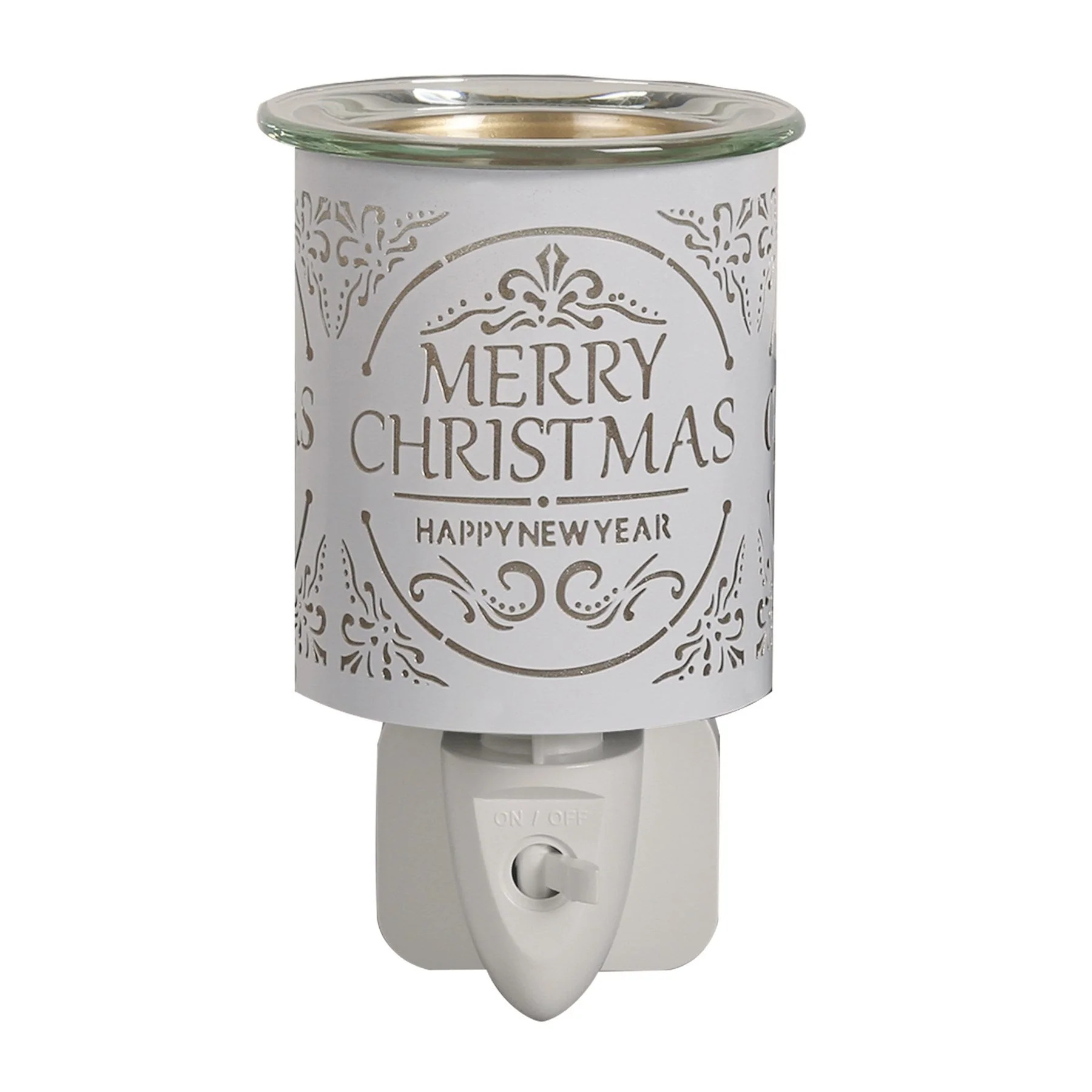 Plug In Wax Warmer -  White & Gold Silhouette Merry Christmas - Image 2