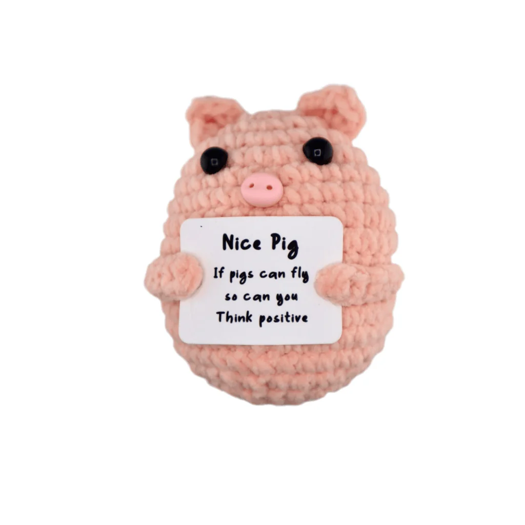 Positive Pig Crochet Desk Decoration