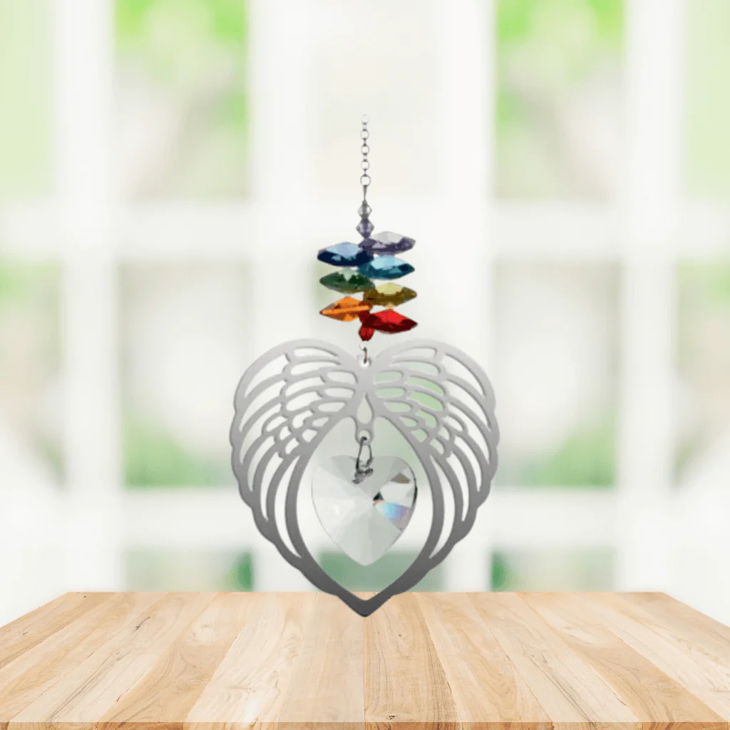 Angel Wing Heart Chakra Crystal Suncatcher – Pure Radiance - Image 2