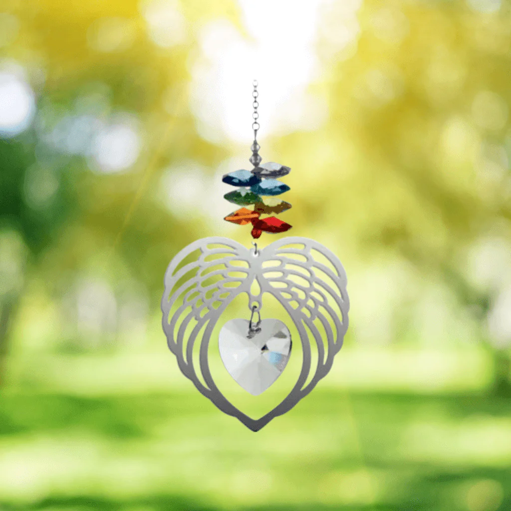 Angel Wing Heart Chakra Crystal Suncatcher – Pure Radiance - Image 3