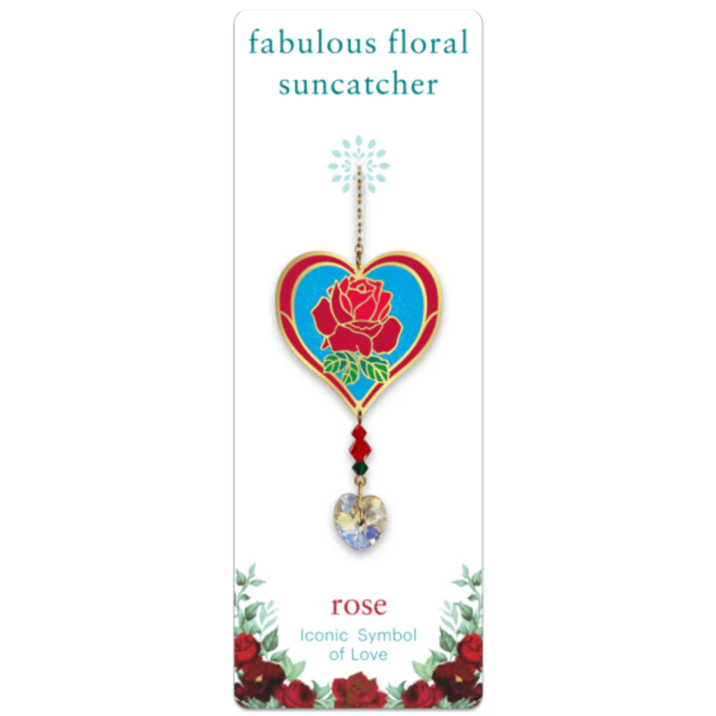 Rose Heart Crystal Suncatcher β Fabulous Florals