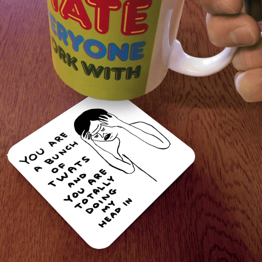 Rude Drinks Coaster – Bunch of T-Words by David Shrigley - Image 2