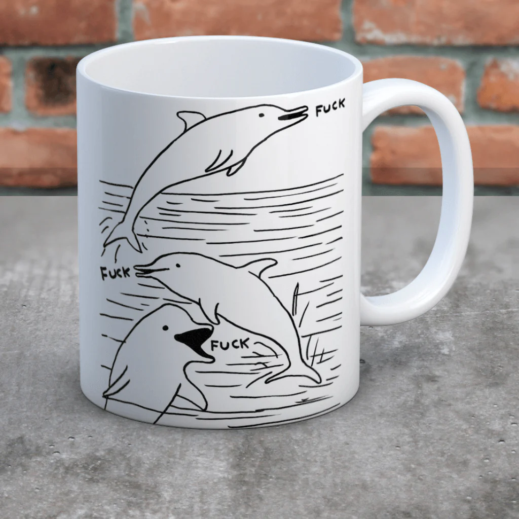 Rude Stoneware Mug β Swearing Dolphins by David Shrigley - Image 3