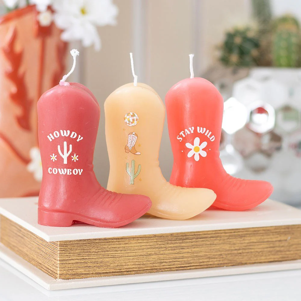 Set of 3 Cowboy Boot Candles - Image 4