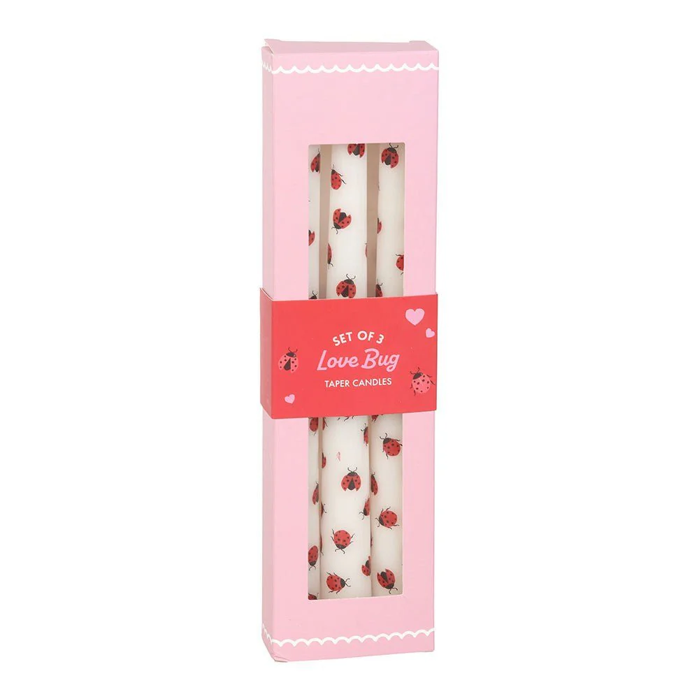 Set of 3 Love Bug Ladybird Taper Candles - Image 2