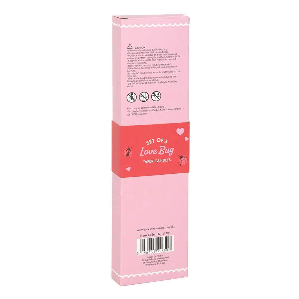Set of 3 Love Bug Ladybird Taper Candles - Image 5