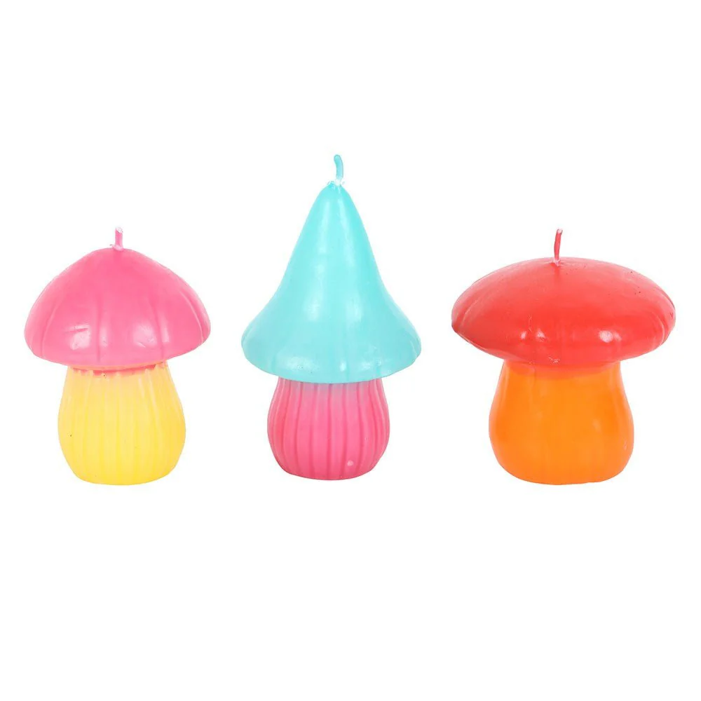 Set Of 3 Mushroom Shaped Candles