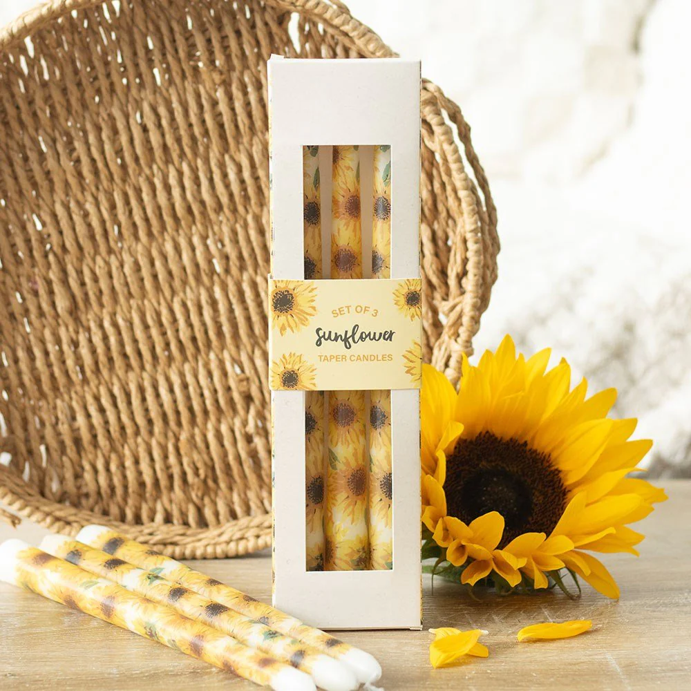Set of 3 Sunflower Taper Candles - Image 3