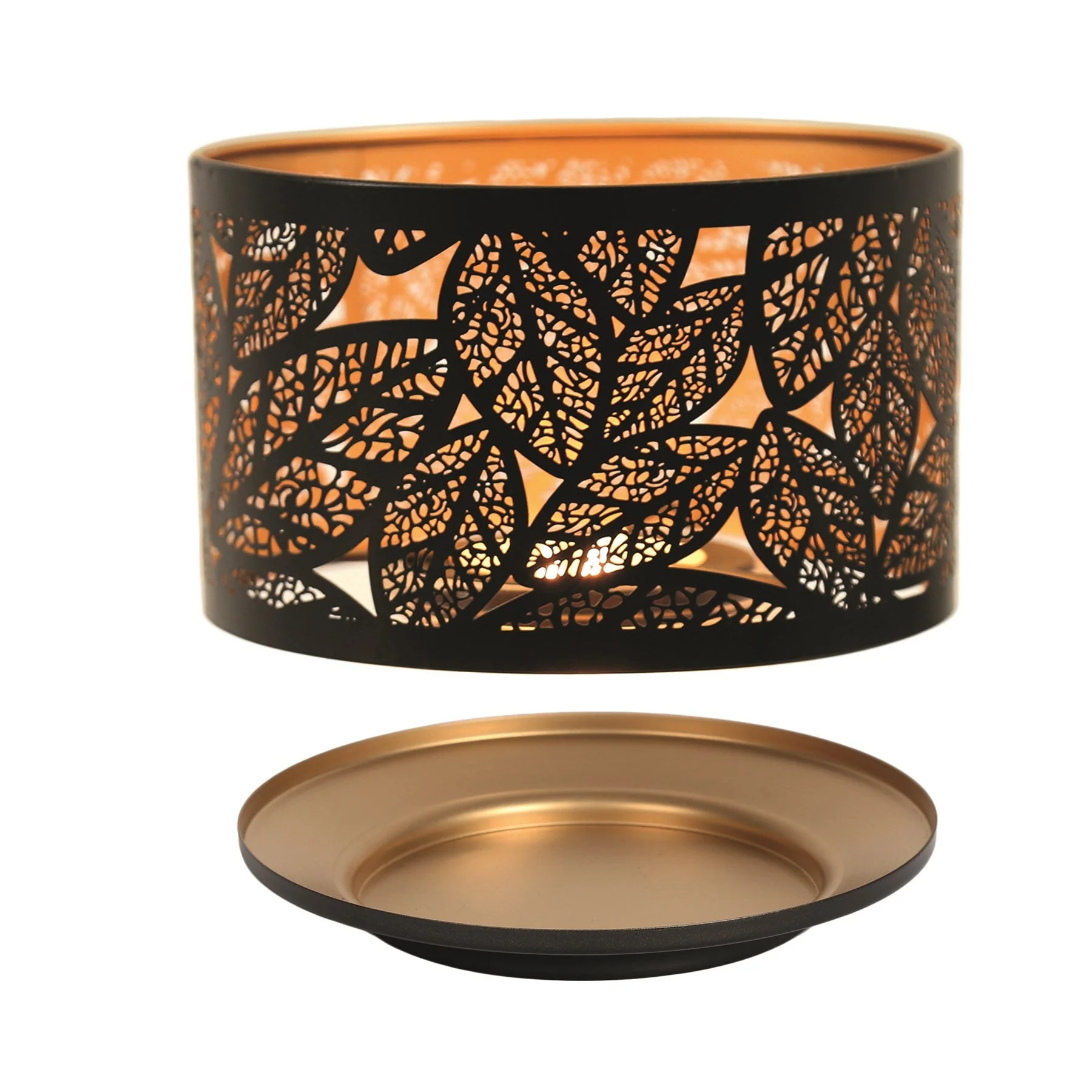 Shade and Tray Metal Silhouette - Black Leaves