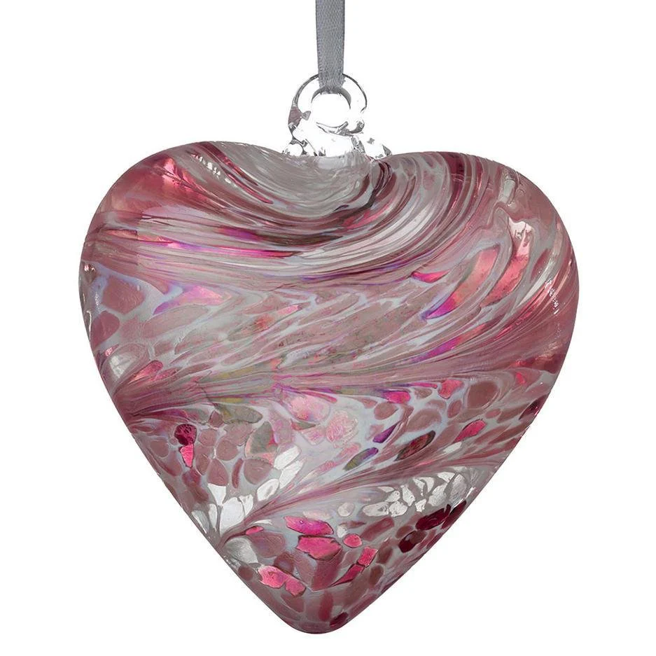 Sienna Glass 12cm Friendship Heart - Pastel Pink