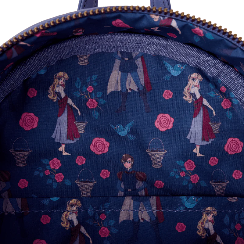 Loungefly Sleeping Beauty Princess Aurora & Prince Phillip Floral Mini Backpack - Image 4