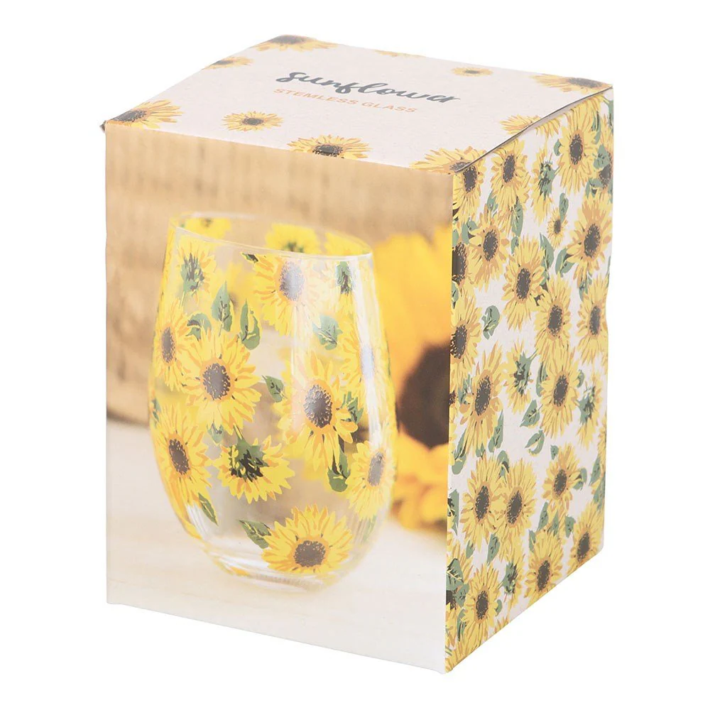 Stemless Wine Glass - Sunflower Print - Image 3