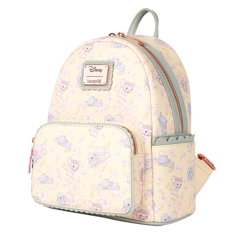 Loungefly Stitch & Angel Cherry Blossom All-Over Print Mini Backpack - Image 2