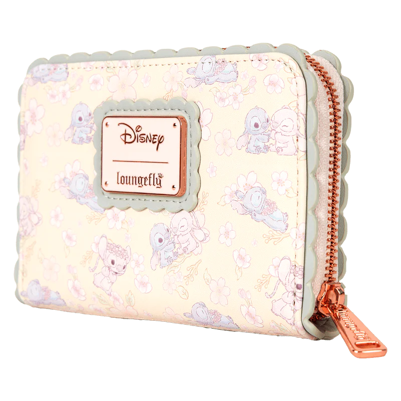 Loungefly Stitch & Angel Cherry Blossom All-Over Print Zip Around Wallet - Image 2