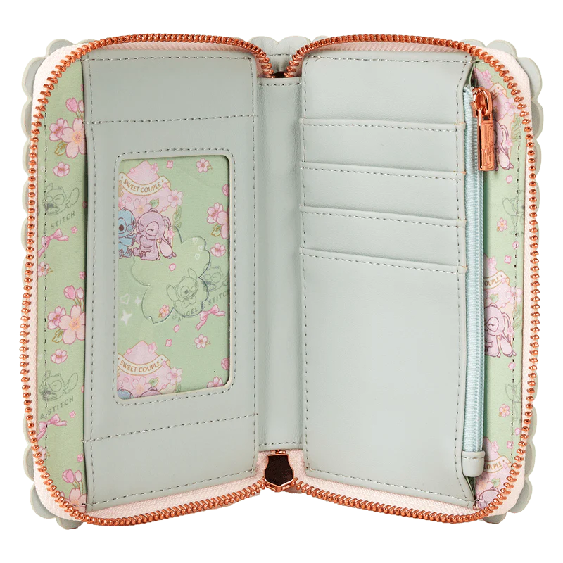 Loungefly Stitch & Angel Cherry Blossom All-Over Print Zip Around Wallet - Image 5