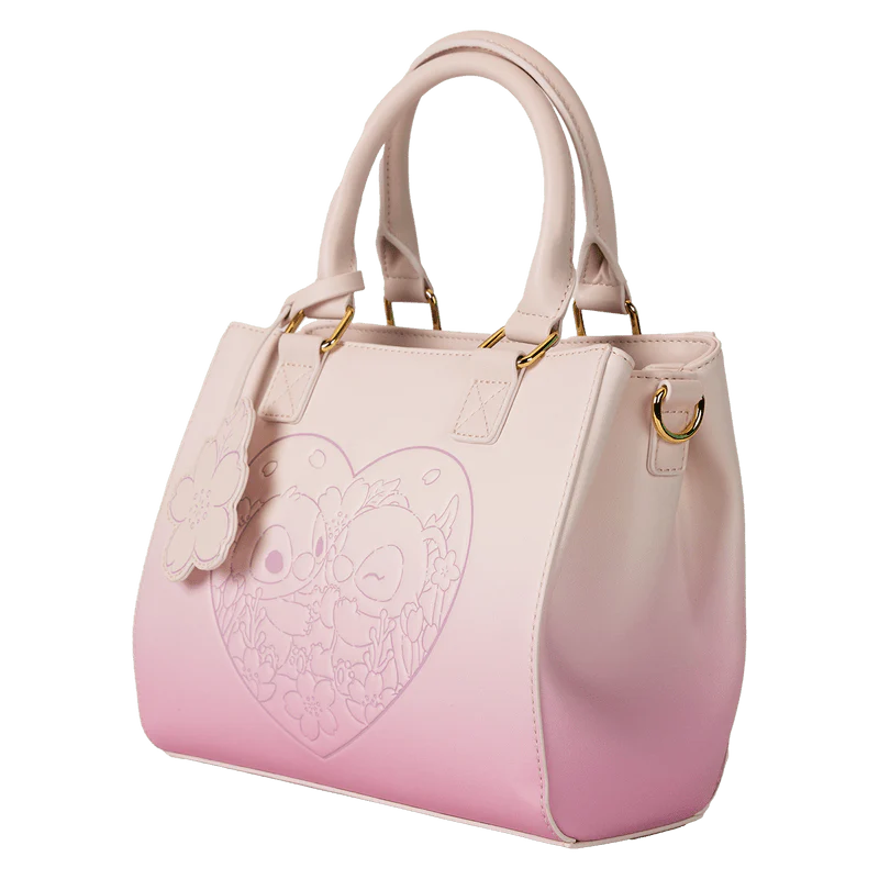 Loungefly Stitch & Angel Cherry Blossom Heart Crossbody Bag - Image 2