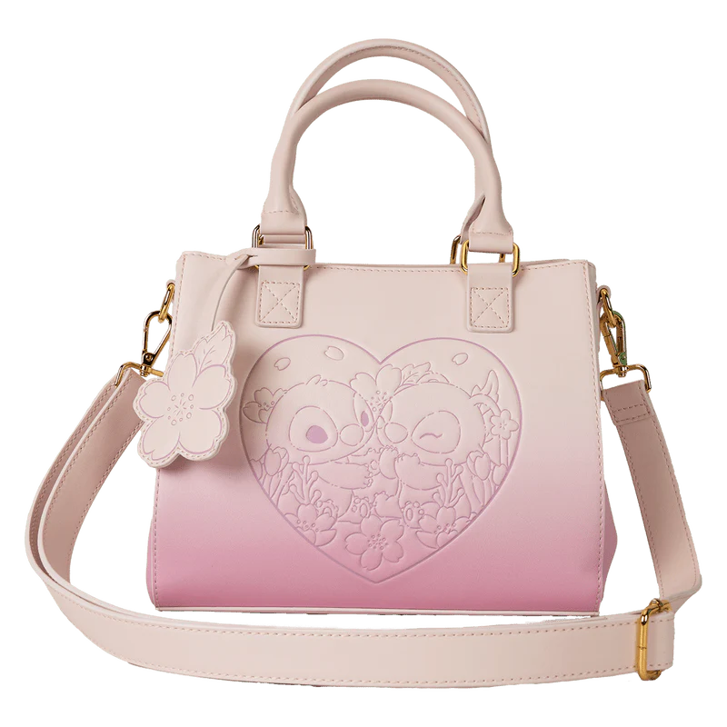 Loungefly Stitch & Angel Cherry Blossom Heart Crossbody Bag - Image 8
