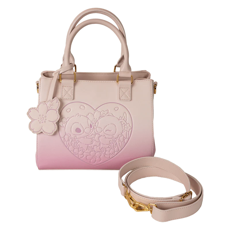 Loungefly Stitch & Angel Cherry Blossom Heart Crossbody Bag - Image 9