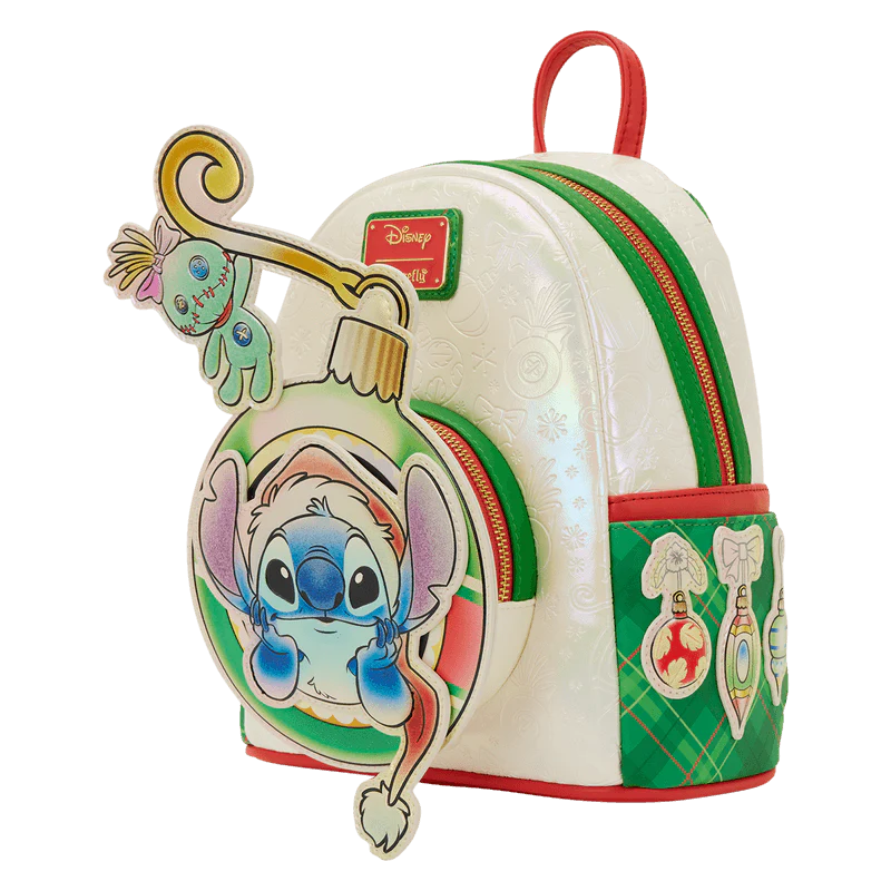 Loungefly Stitch & Scrump Iridescent Holiday Ornament Mini Backpack - Image 2