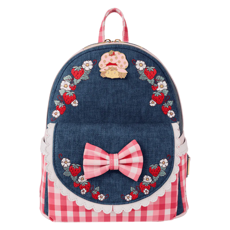 Loungefly Strawberry Shortcake Denim Gingham Mini Backpack