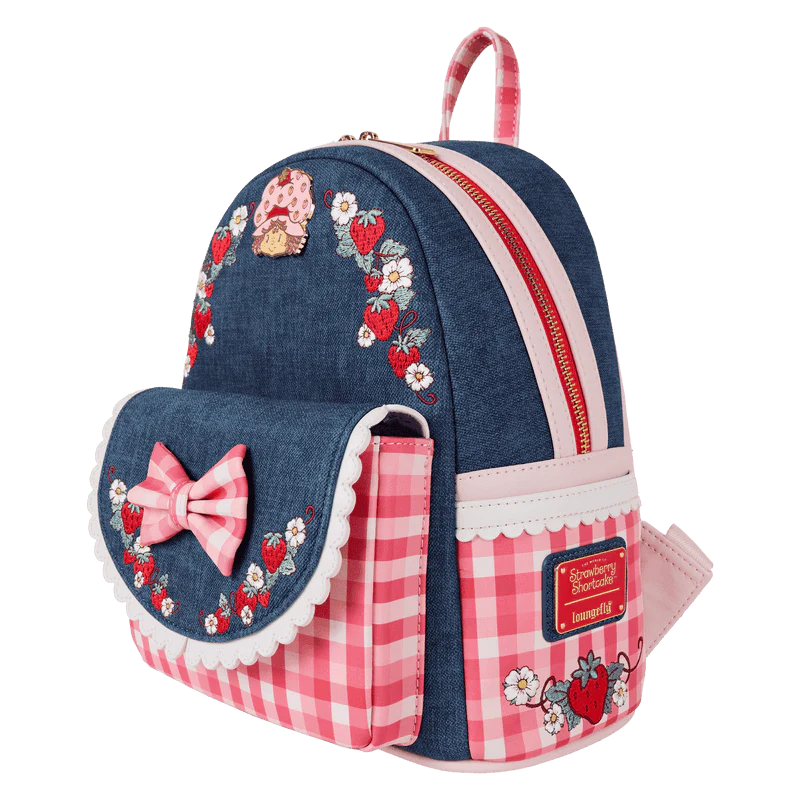 Loungefly Strawberry Shortcake Denim Gingham Mini Backpack - Image 2