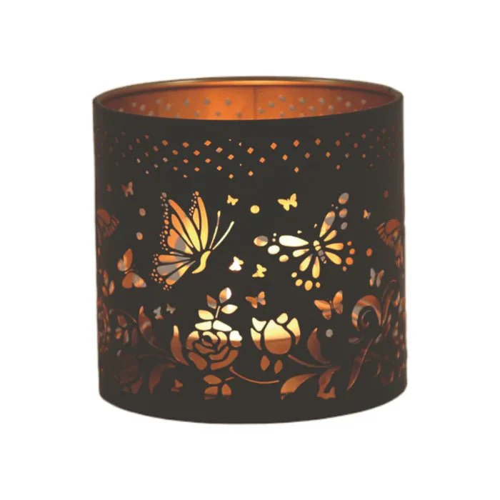 Butterfly Cutout Wax Melt Burner – Black & Gold Floral Design - Image 3