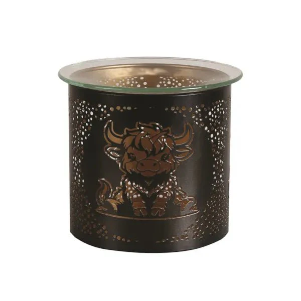 Tealight Wax Melter and Candle Holder - Black & Gold Silhouette Highland Cow - Image 2